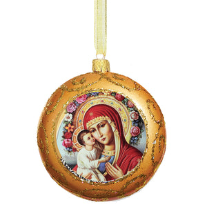 Traditional Byzantine Icon of the Virgin Mary Ornament  4 3/4 Inch