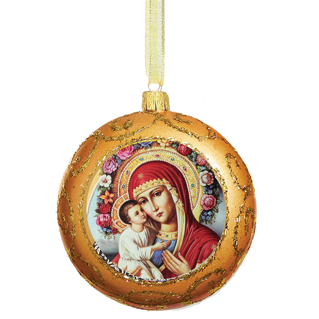 Traditional Byzantine Icon of the Virgin Mary Ornament  4 3/4 Inch
