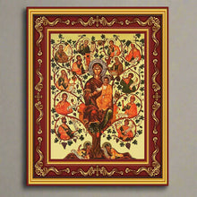 Load image into Gallery viewer, JESSE TREE Virgin Mary Christ With Saints Apostles Gilded Greek Orthodox Byzantine Icon
