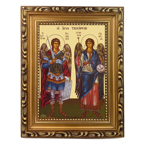 SYNAXIS OF THE HOLY ARCHANGELS MICHAEL AND GABRIEL, FULL BODY - Gilded - Byzantine Greek Icon