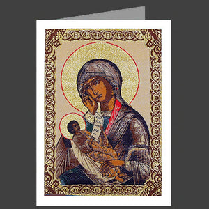 Theotokos Tan Robe Tapestry Icon Greeting Card With Envelope