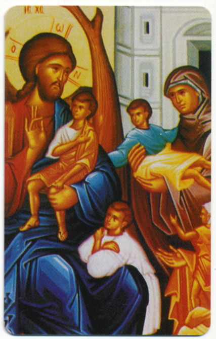 #967 Orthodox Prayer Card Christ Blessing the Children