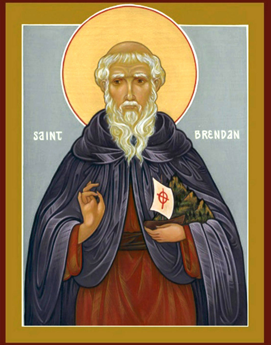 Orthodox St. Brendan Icon Cross Stitch Pattern