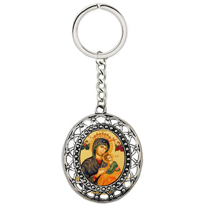 Byzantine Icon Perpetual Help - Key Chain 4 1/4 Inch