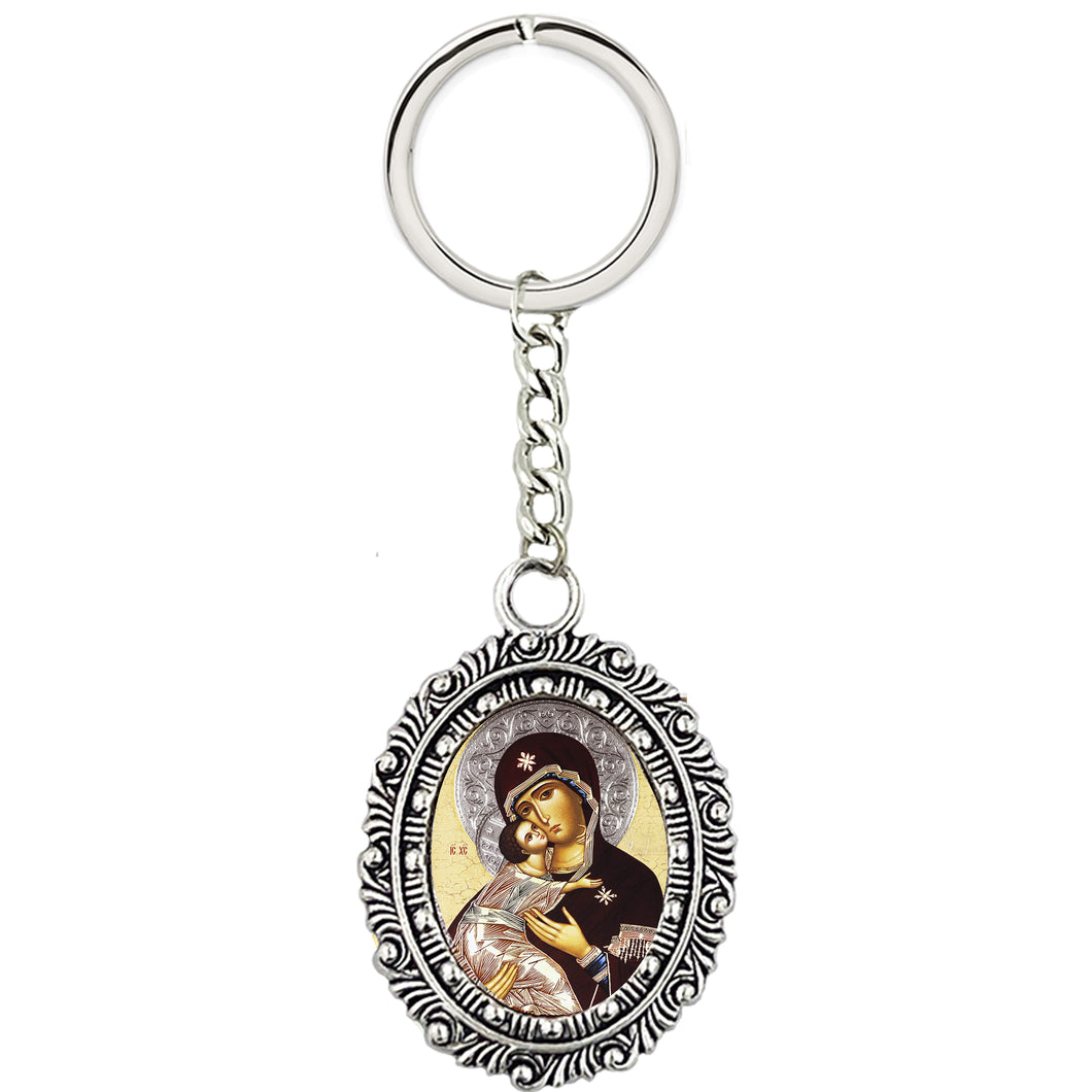 Byzantine Icon Virgin of Vladimir - Key Chain 4 1/4 Inch