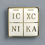 Orthodox Icon Pin ICXC NIKA Jesus Christ Conquers Gold on White