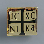 Orthodox Icon Pin ICXC NIKA Jesus Christ Conquers Black on Gold