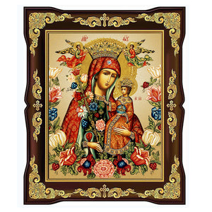 Framed Virgin Mary Unfading Bloom - Crowned Virgin Mary and Christ 8" x 10"