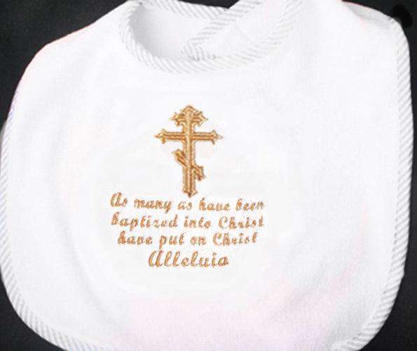 Baby Bibs Embroidered 3 Bar Cross