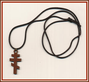 Orthodox 3 Bar Cross Necklace on a Rope