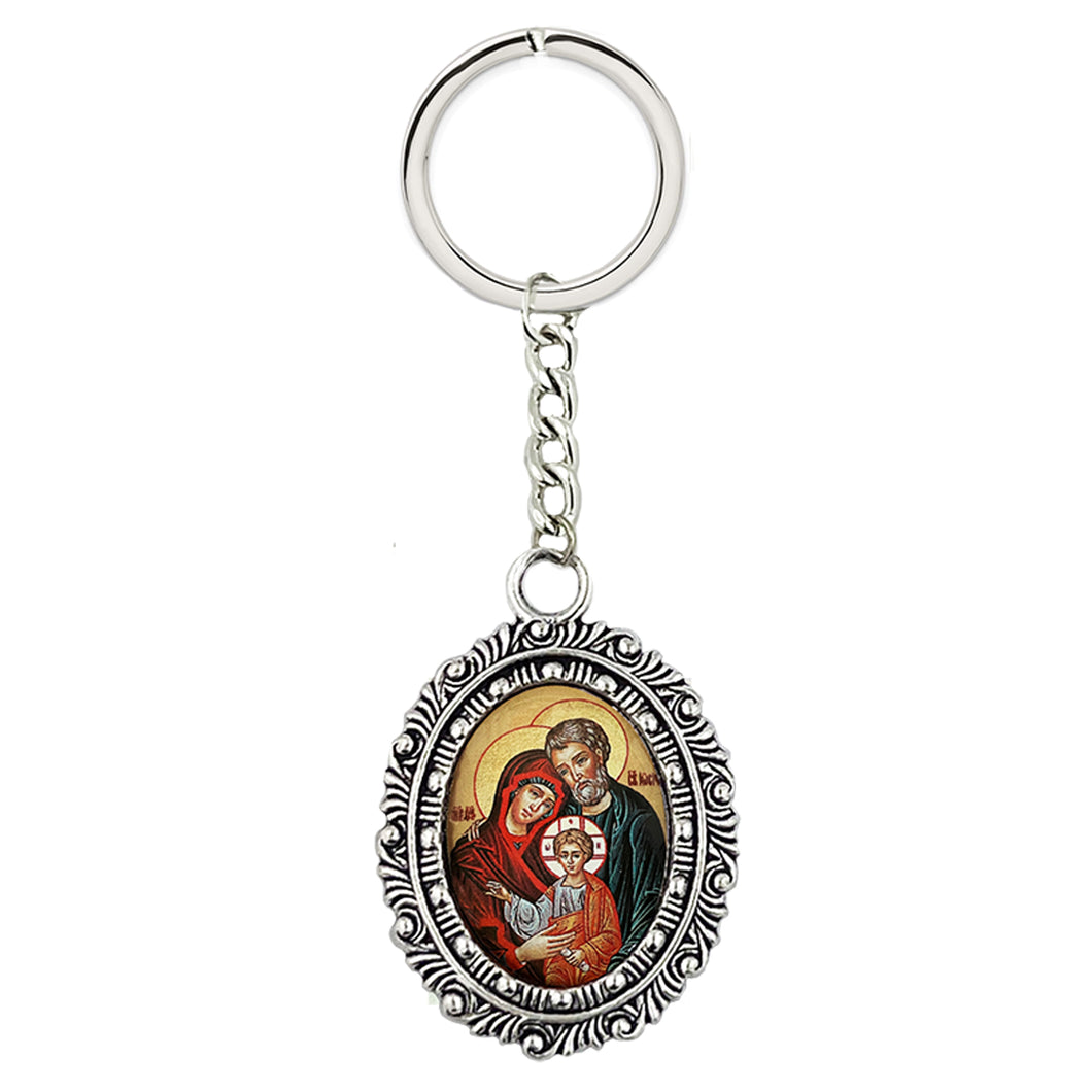 Byzantine Icon Holy Family - Key Chain 4 1/4 Inch