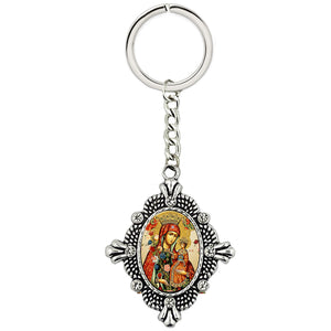 Byzantine Icon Our Lady of the Roses - Key Chain 4 1/4 Inch