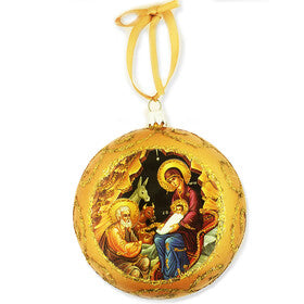 Christmas Ornament Traditional Byzantine Icon of the Nativity 4 3/4 Inch